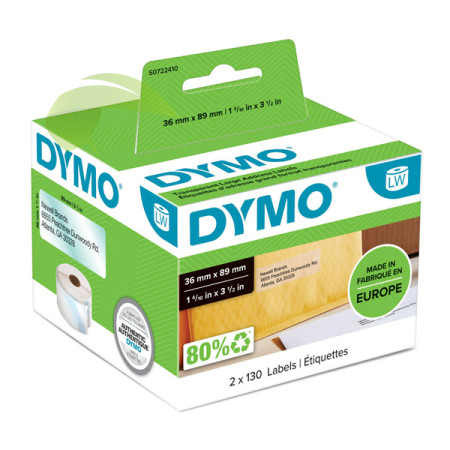 Originálne etikety DYMO 99013, 36 x 89mm, 260ks, priehľadné