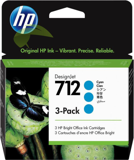 HP 3ED77A, HP 712 originálna náplň cyan 3-pack, DesignJet T230/T250/ T630/T650