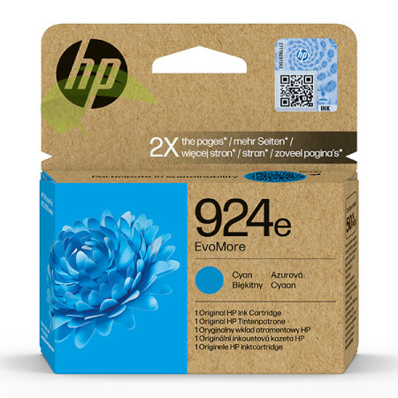 HP 4K0U7NE, HP 924e originálna náplň cyan, OfficeJet Pro 8122e/8124e/8132e/8134e/8135e